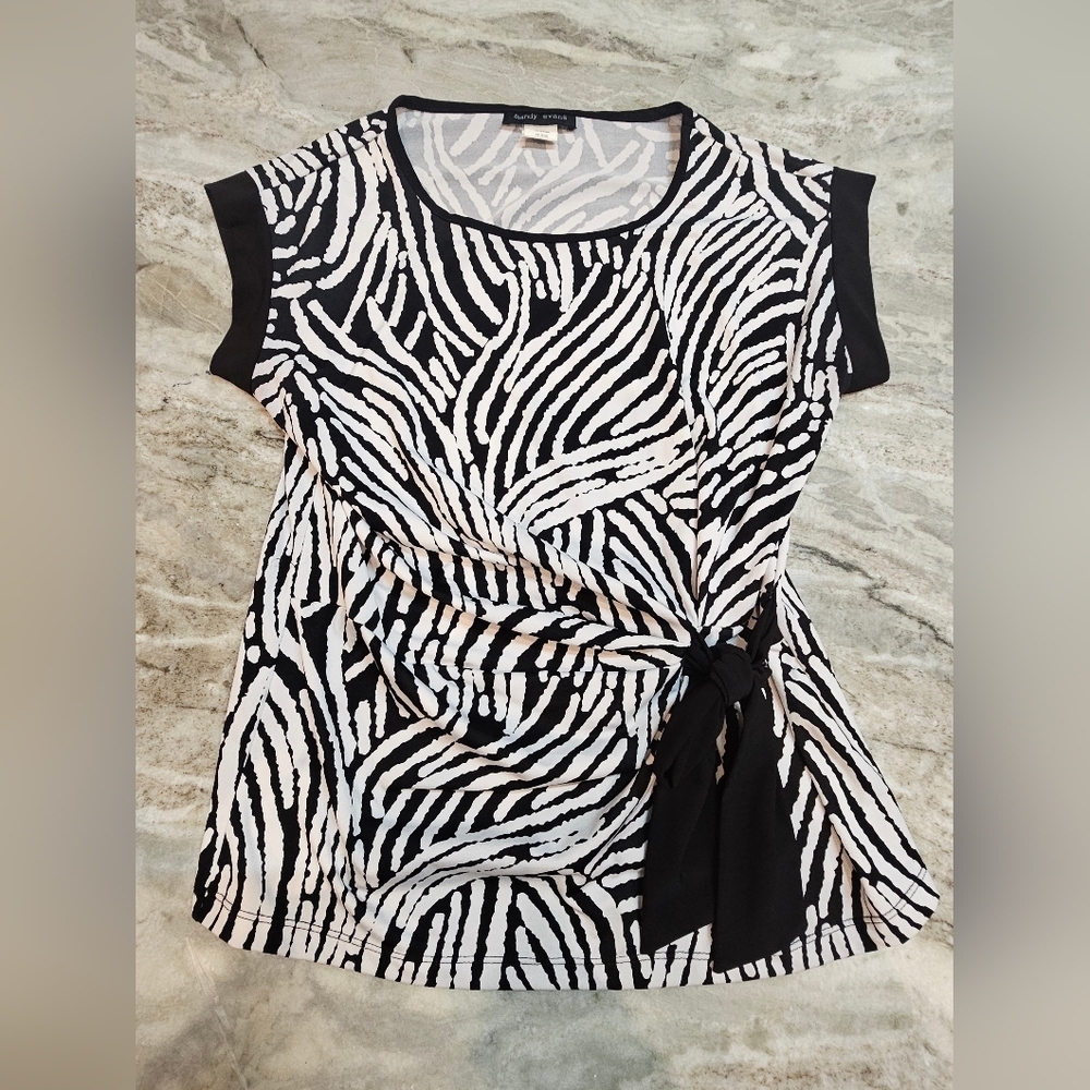 Mandy Evans Zebra Print Tie-Front Top Medium Black White Animal Print Canada